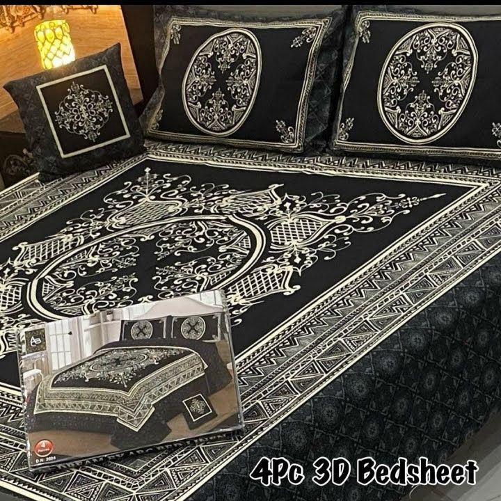 3D Cotton Bedsheet 4PC