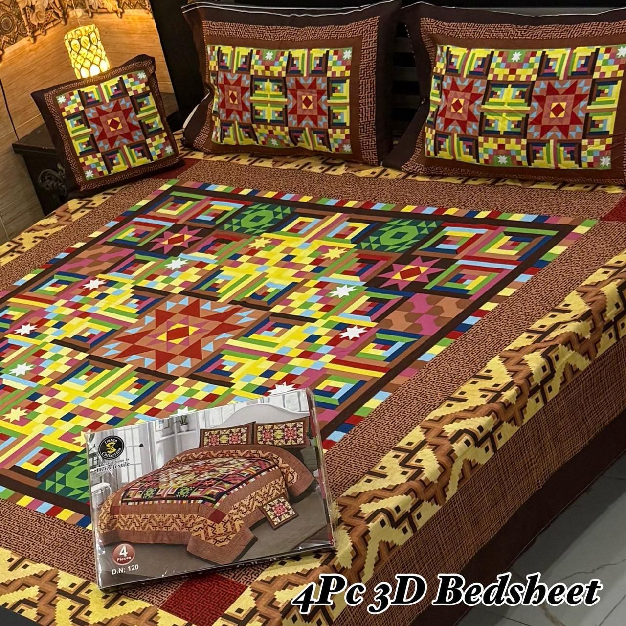 3D Cotton Bedsheet 4PC