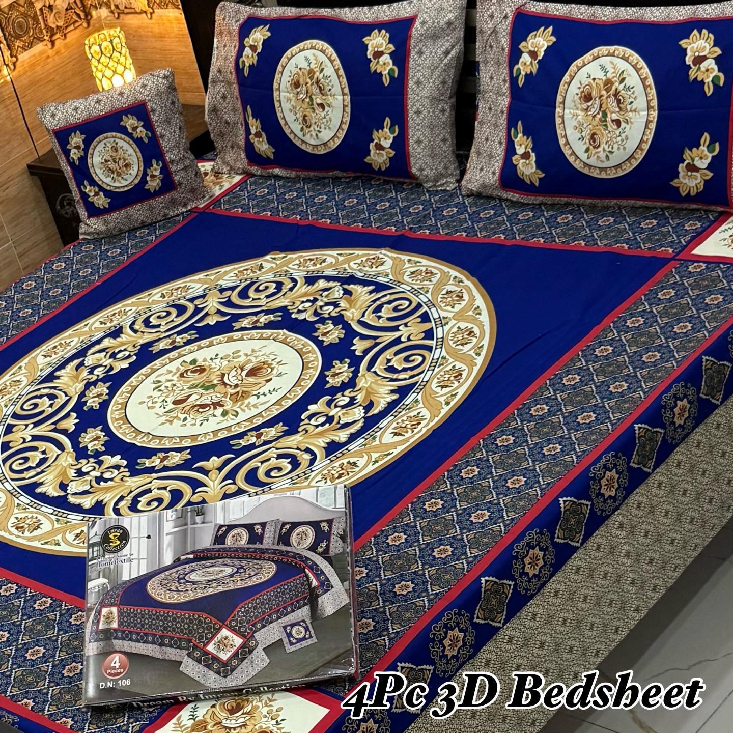 3D Cotton Bedsheet 4PC